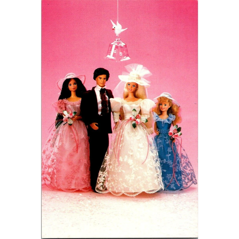 1997 Barbie & Ken Romantic Wedding 1988 Mattel 5033 American Postcard Co NOS